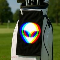 Alien Head Trippy Vaporwave Techno Rave EDM Music Festival Golf Towel thumb 2