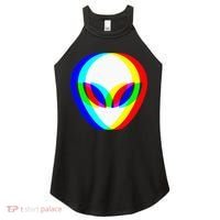 Alien Head Trippy Vaporwave Techno Rave EDM Music Festival Women's Perfect Tri Rocker Tank thumb 0