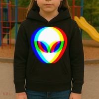 Alien Head Trippy Vaporwave Techno Rave EDM Music Festival Kids Hoodie thumb 3