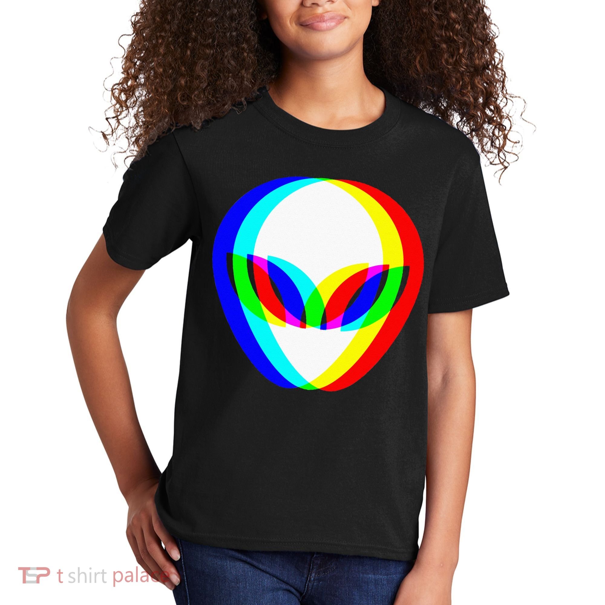 Alien Head Trippy Vaporwave Techno Rave EDM Music Festival Kids T-Shirt
