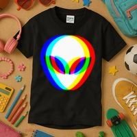 Alien Head Trippy Vaporwave Techno Rave EDM Music Festival Kids T-Shirt thumb 3