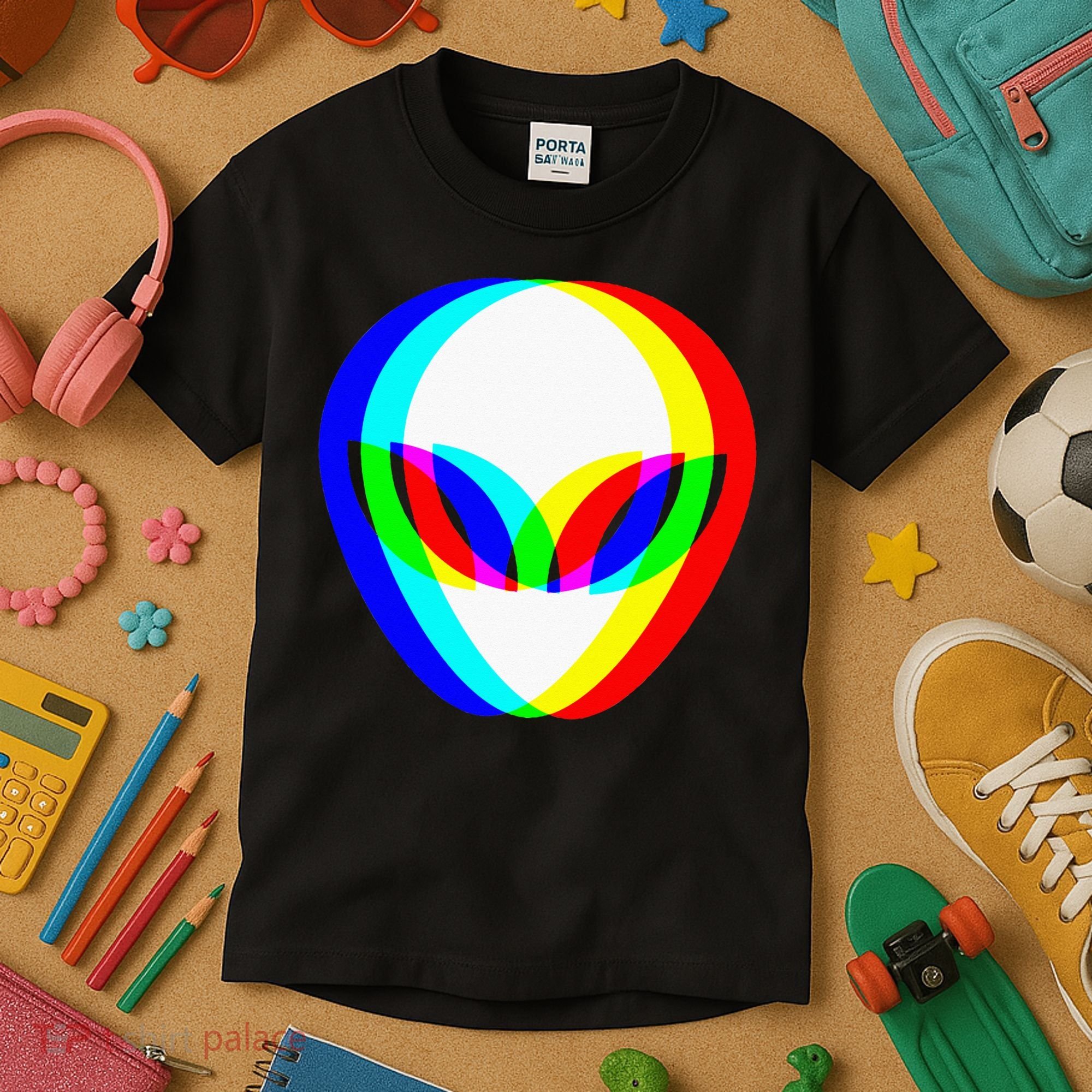 Alien Head Trippy Vaporwave Techno Rave EDM Music Festival Kids T-Shirt