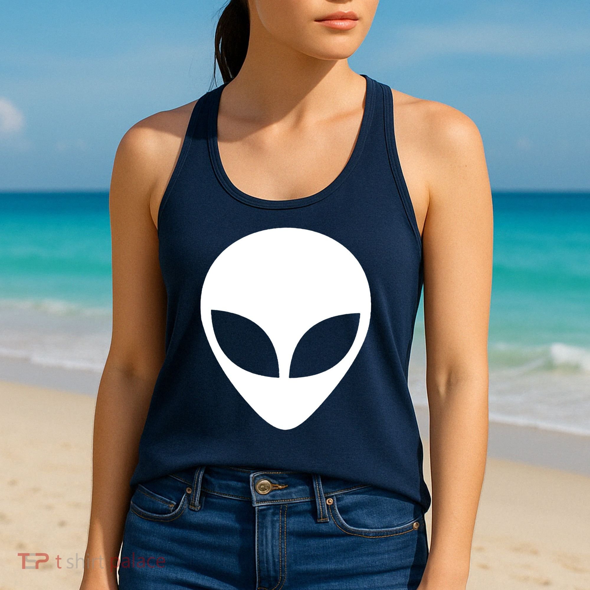 Alien Head T Shirt UFO Aliens T Shirt Women's Tank Top