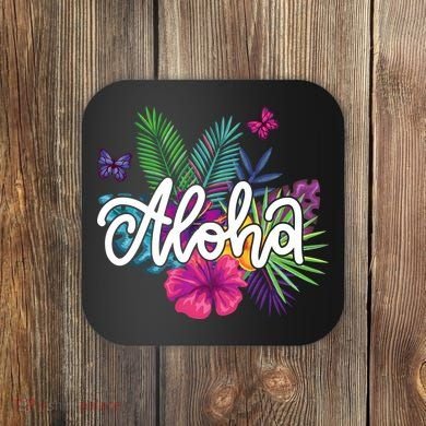 Aloha Hawaii Tropical Beach Coaster