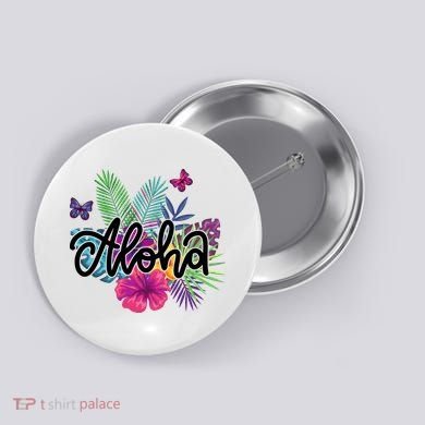 Aloha Hawaii Tropical Beach Button