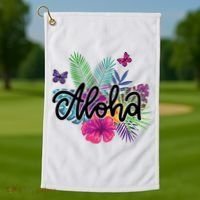 Aloha Hawaii Tropical Beach Golf Towel thumb 1