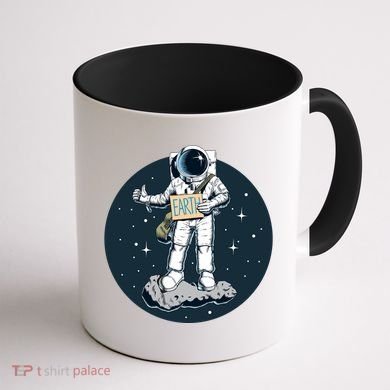 Astronaut Hitchhiking To Earth Coffee Mug back