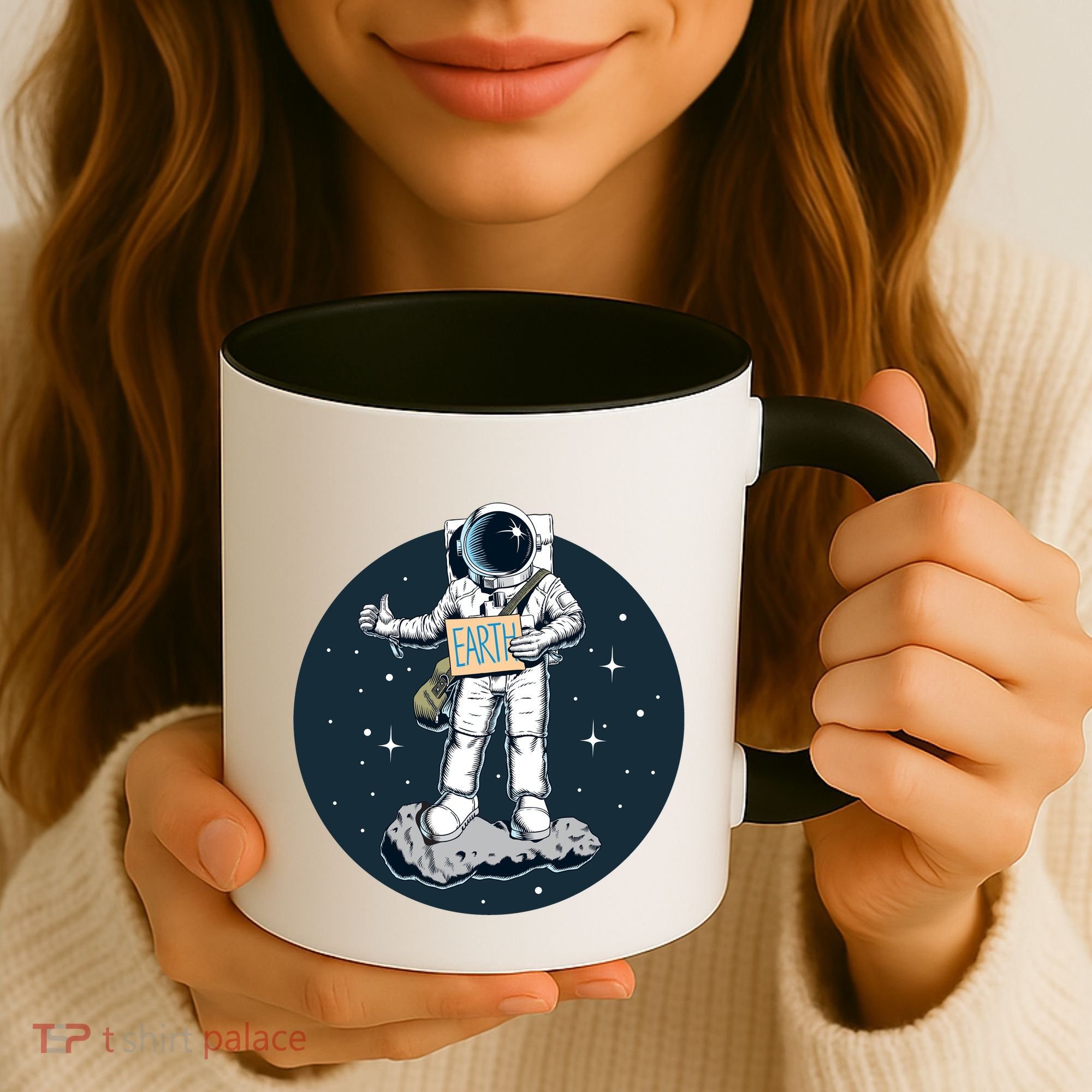 Astronaut Hitchhiking To Earth Coffee Mug