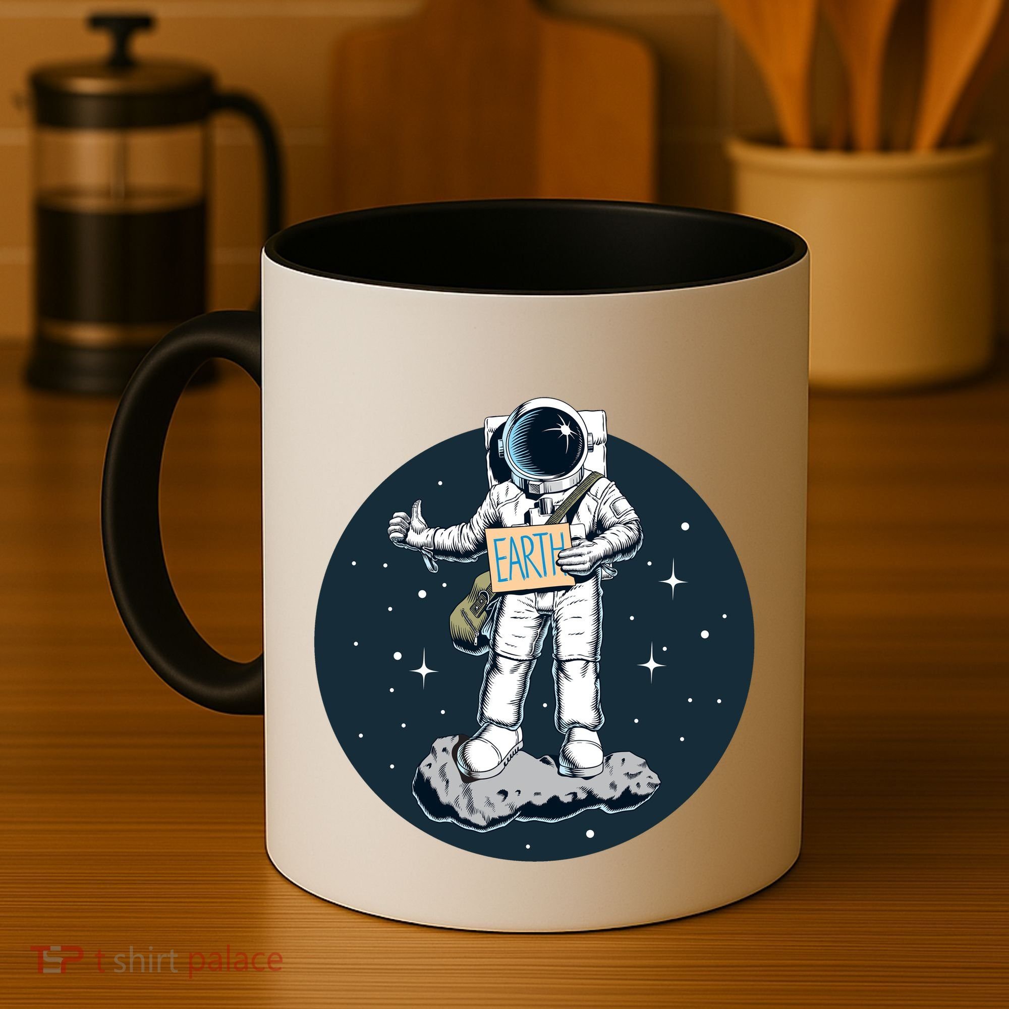 Astronaut Hitchhiking To Earth Coffee Mug