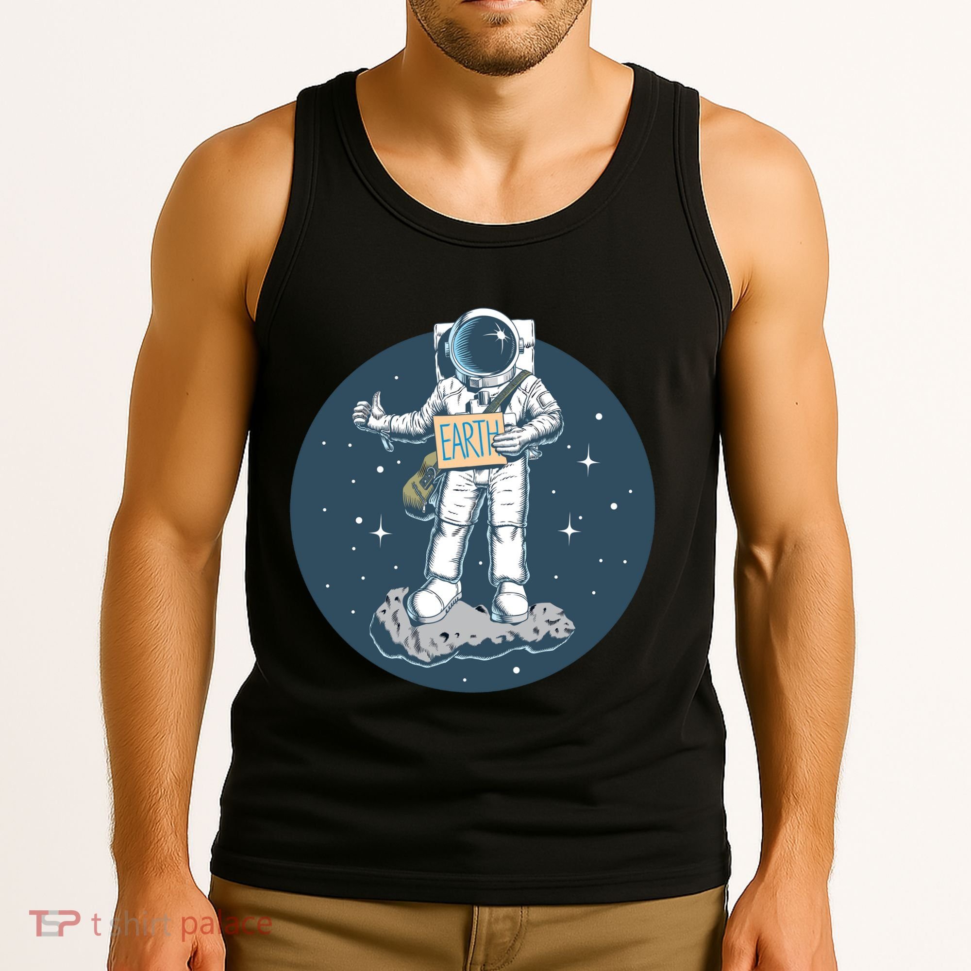 Astronaut Hitchhiking To Earth Tank Top