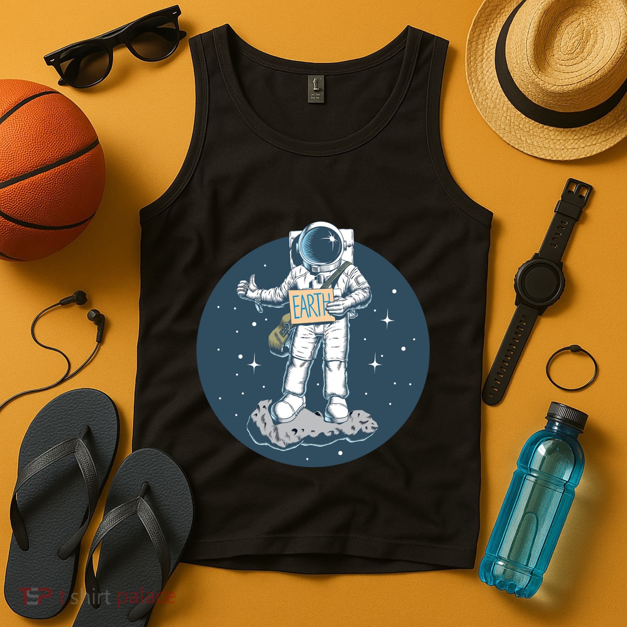 Astronaut Hitchhiking To Earth Tank Top