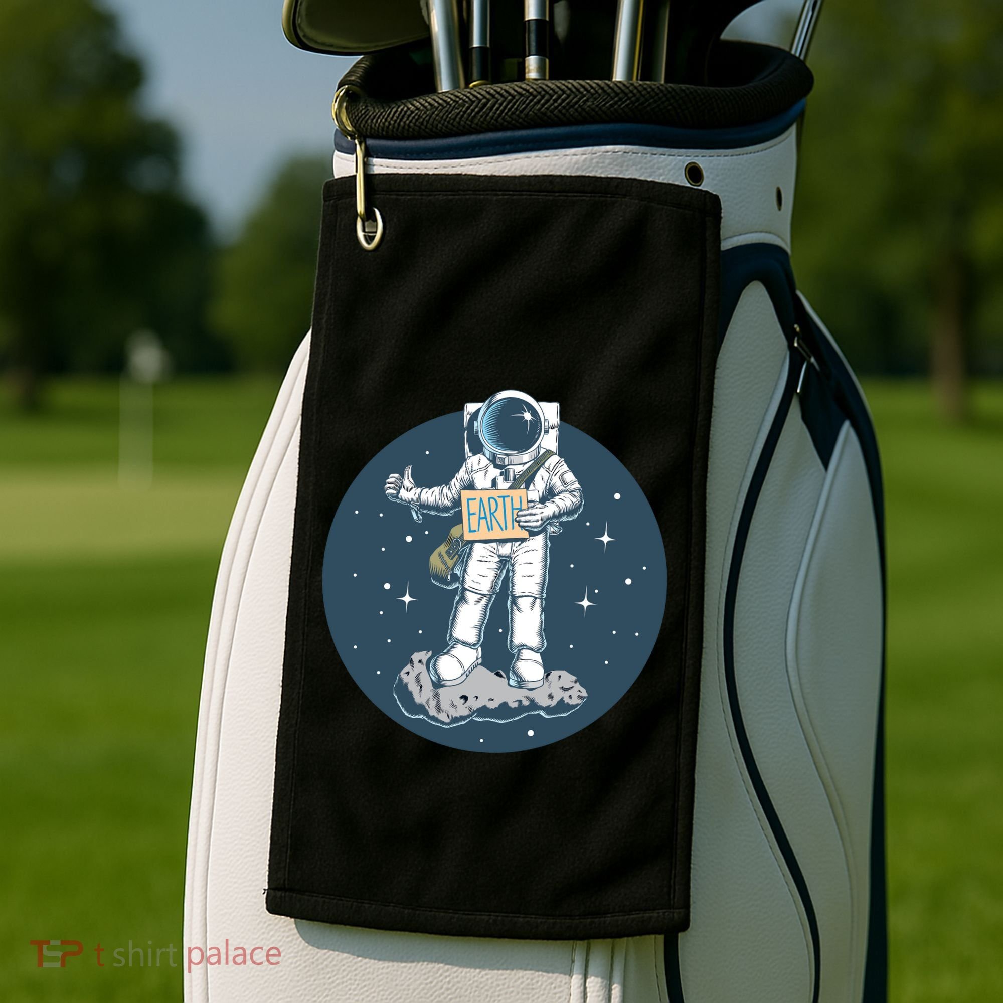 Astronaut Hitchhiking To Earth Golf Towel