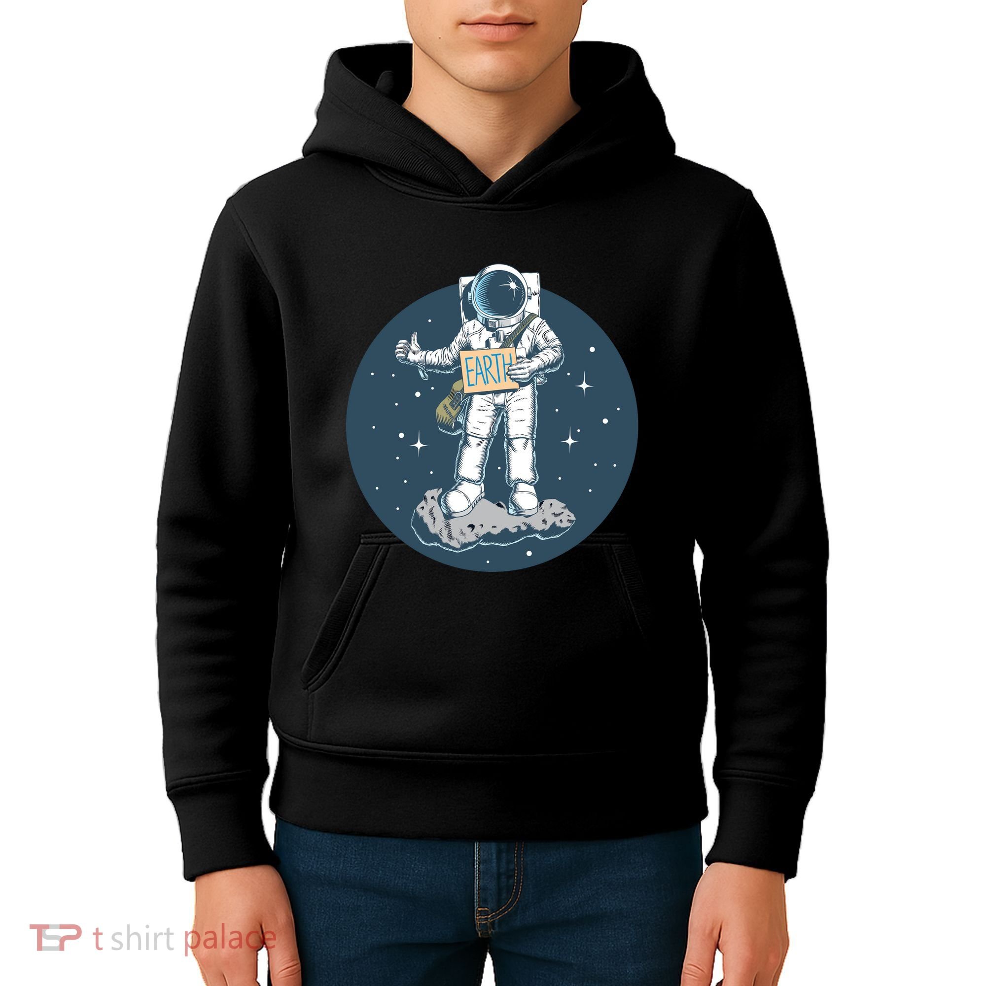 Astronaut Hitchhiking To Earth Kids Hoodie