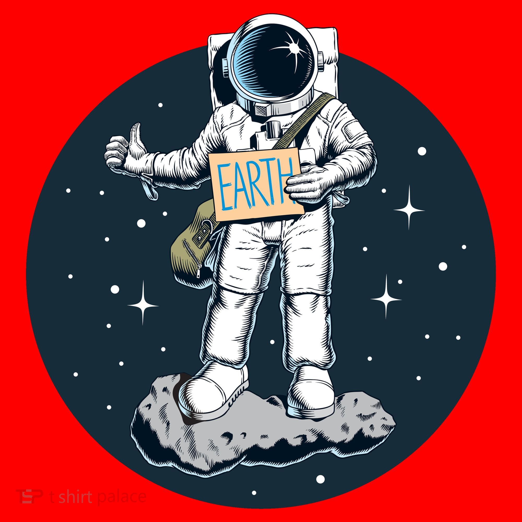 Astronaut Hitchhiking To Earth Santa Hat