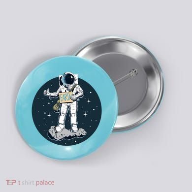 Astronaut Hitchhiking To Earth Button