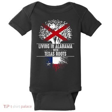 Alabama Home Texas Roots State Tree Flag Love Gift Baby Bodysuit