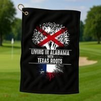 Alabama Home Texas Roots State Tree Flag Love Gift Golf Towel thumb 1