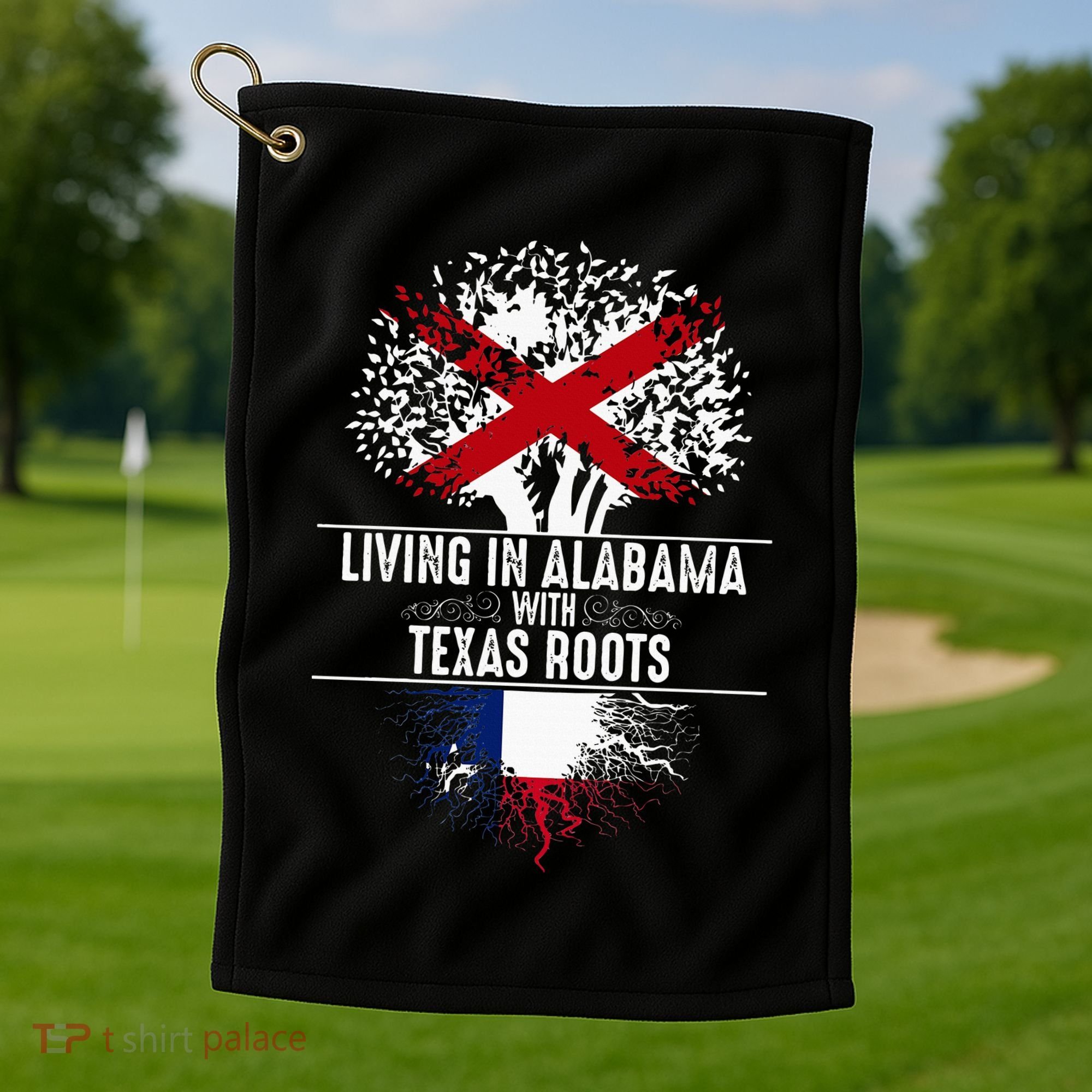 Alabama Home Texas Roots State Tree Flag Love Gift Golf Towel