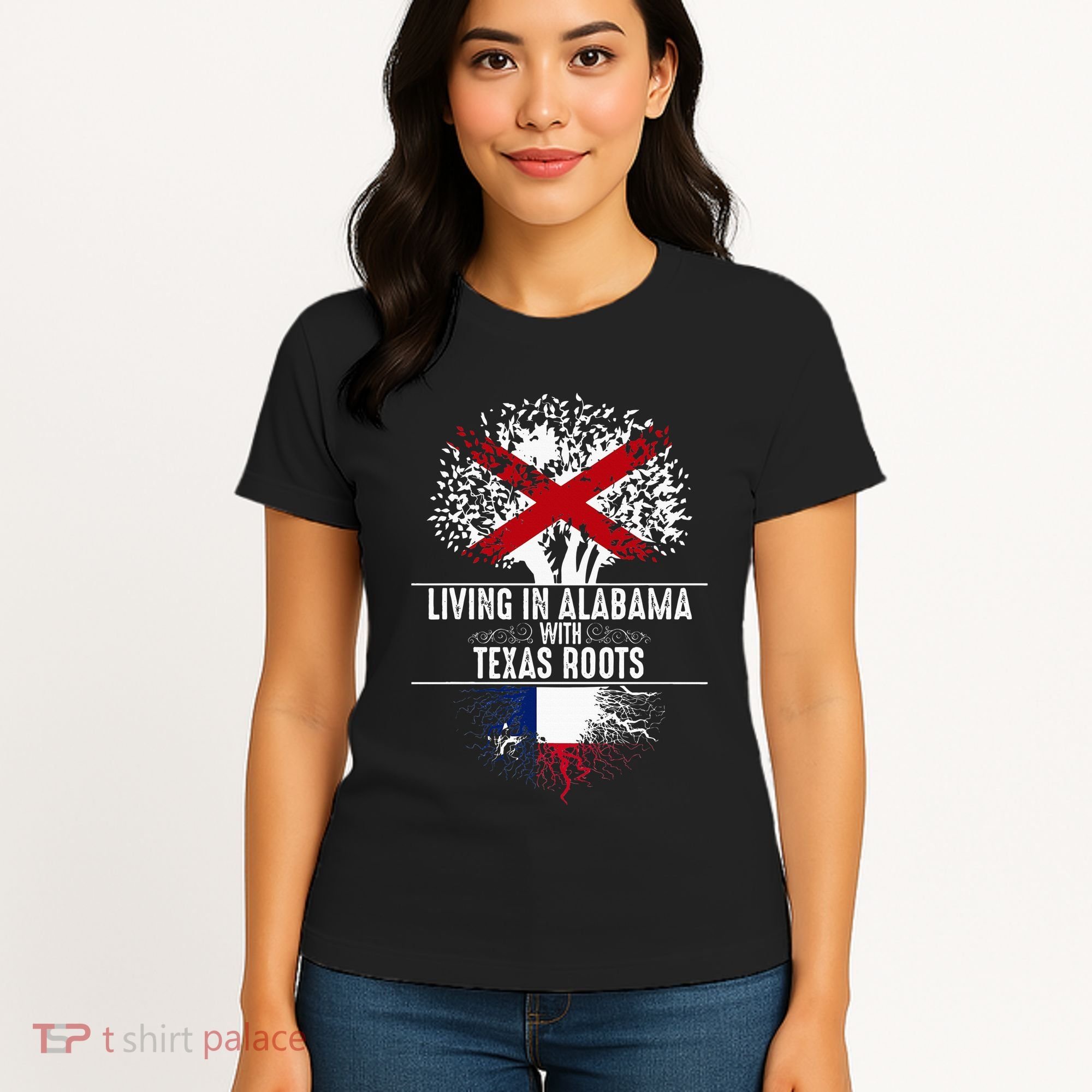 Alabama Home Texas Roots State Tree Flag Love Gift Women's T-Shirt