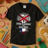 Alabama Home Texas Roots State Tree Flag Love Gift Kids T-Shirt thumb 3