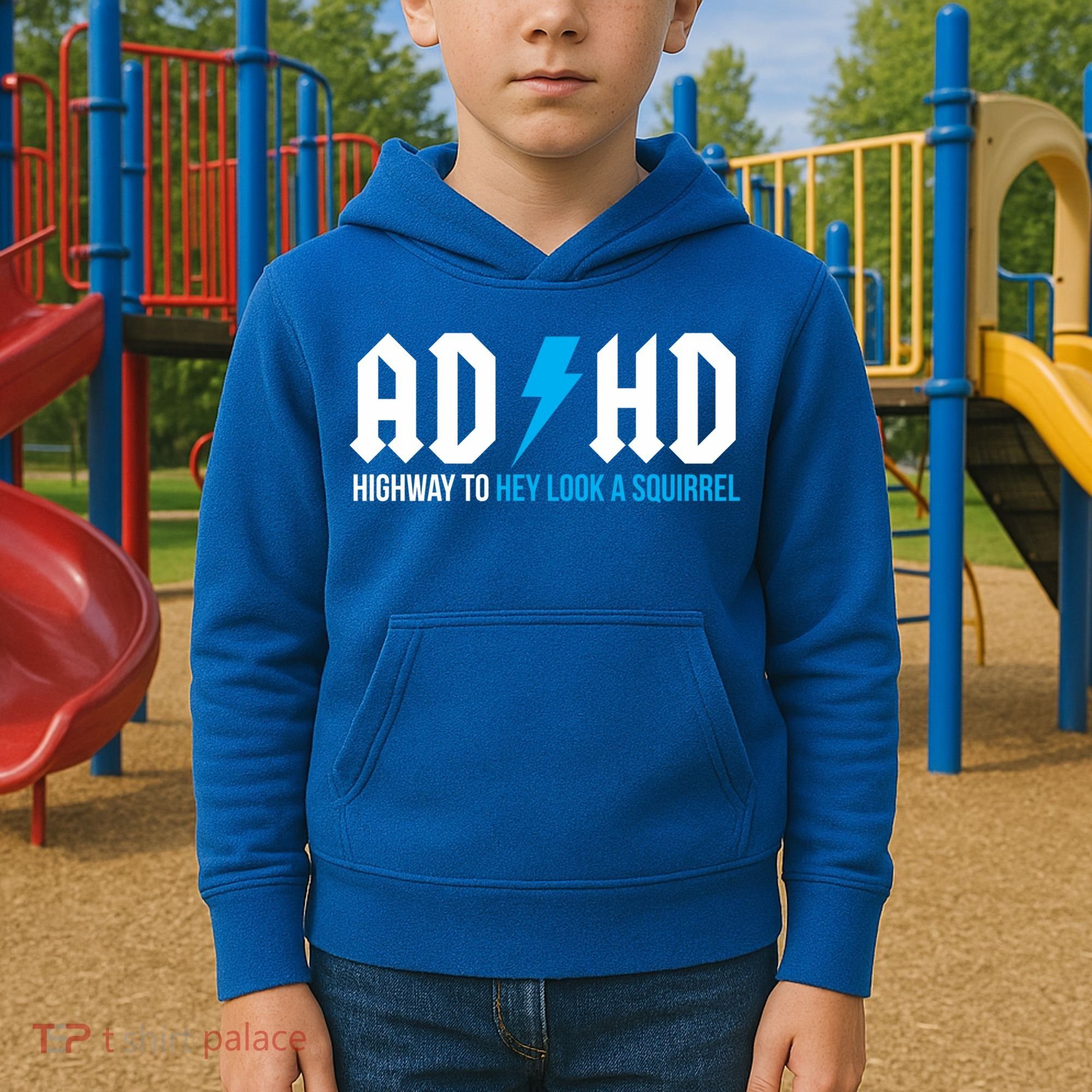 Adhd Highway To Hey Look A Squirrel Funny Adhd Funny Gift Kids Hoodie