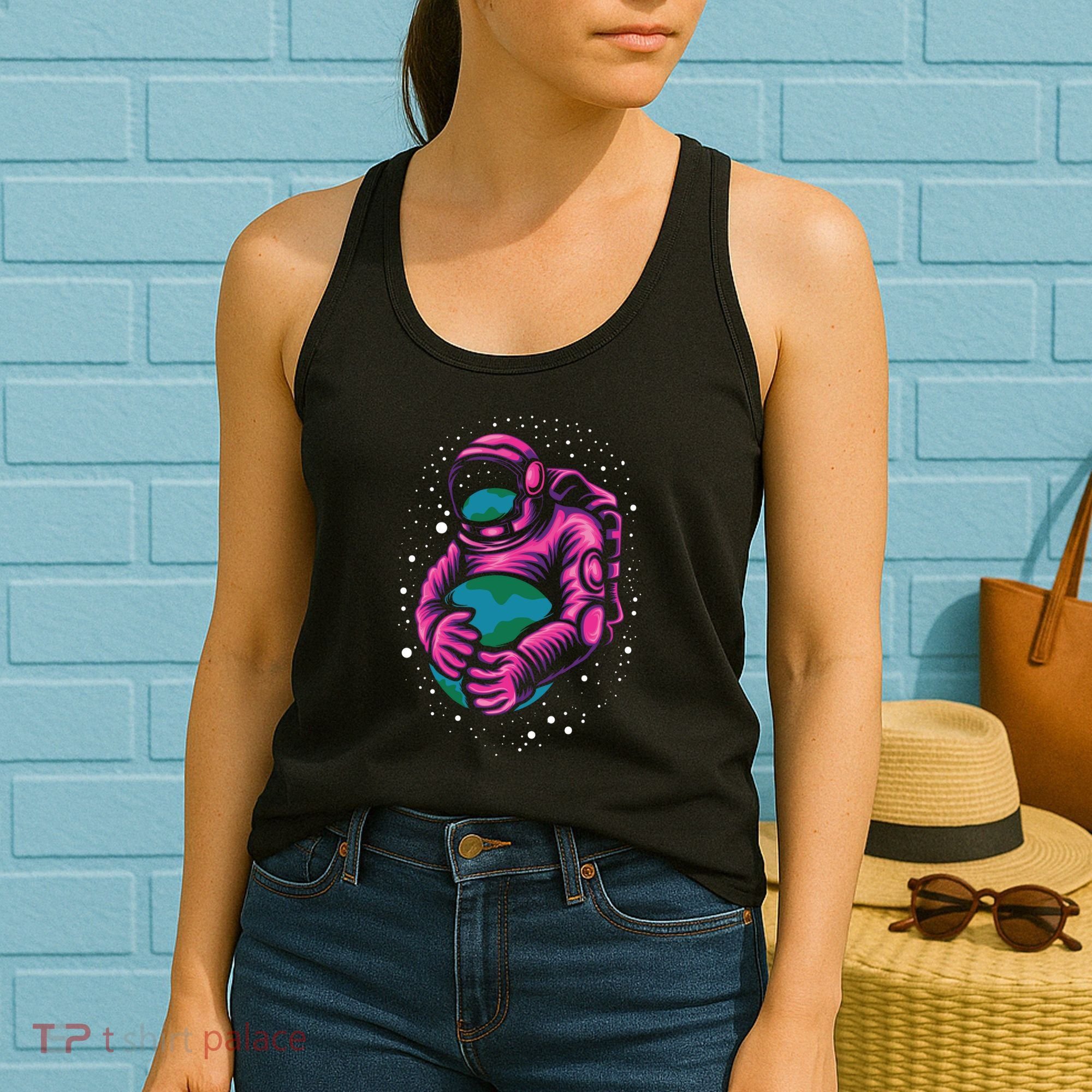 Astronaut Holding The Earth Close Women's Tank Top