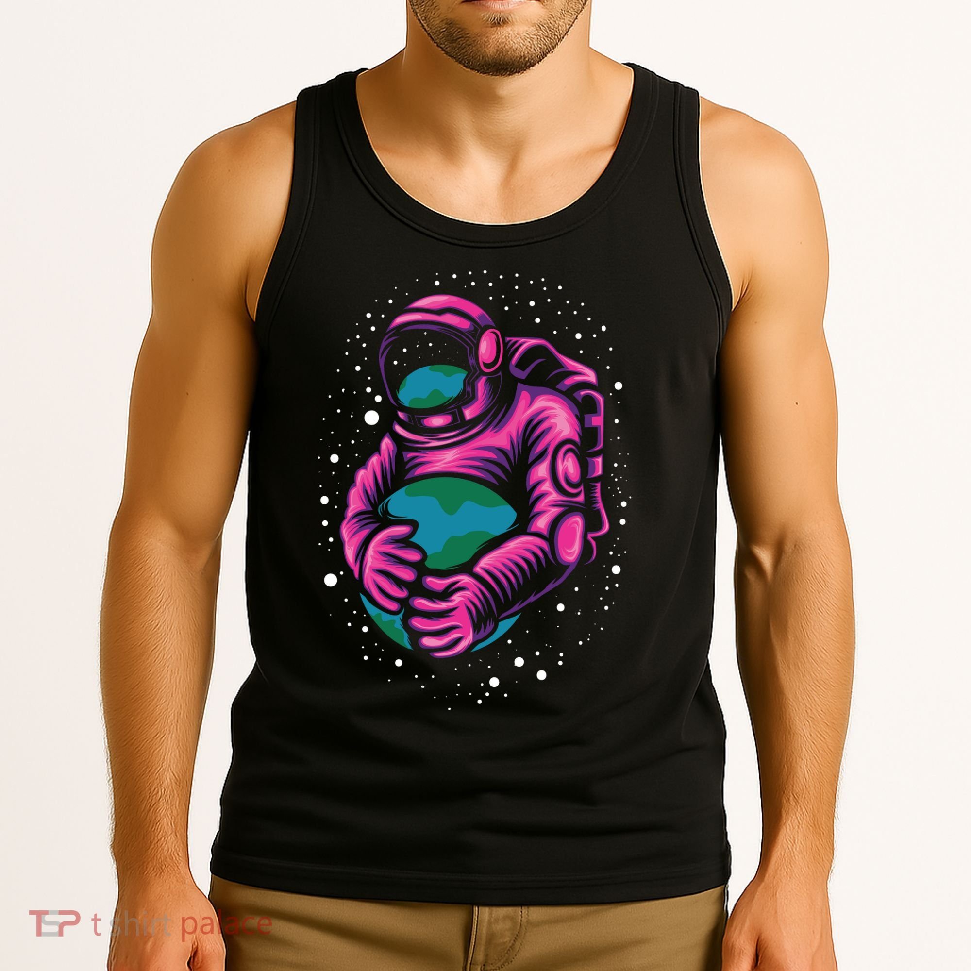 Astronaut Holding The Earth Close Tank Top