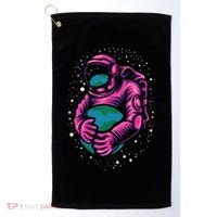 Astronaut Holding The Earth Close Golf Towel thumb 0