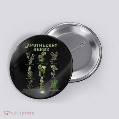 Apothecary Herbs Vintage Botanical Plants Cottagecore Button