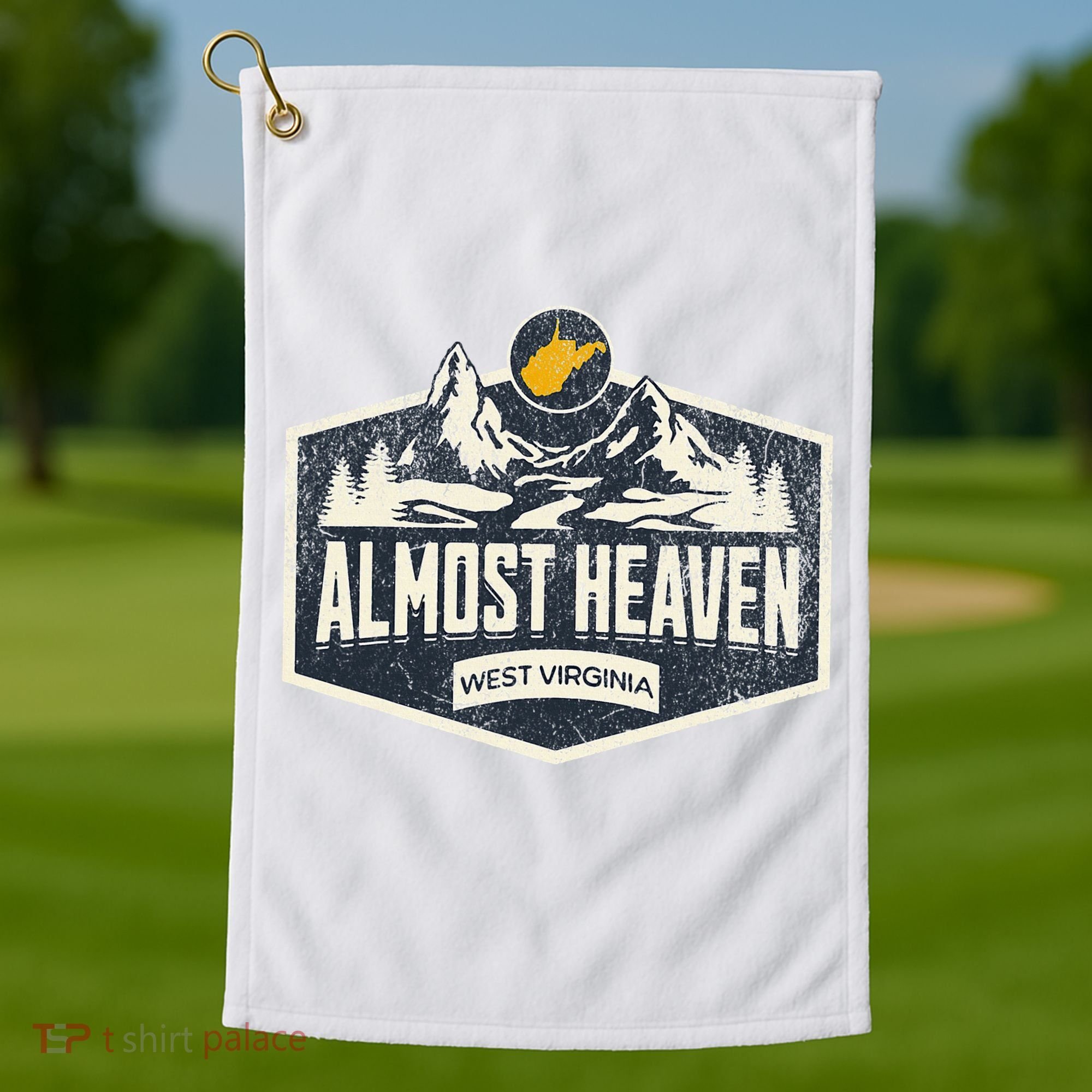 Almost Heaven West Virginia Map Home Golf Towel