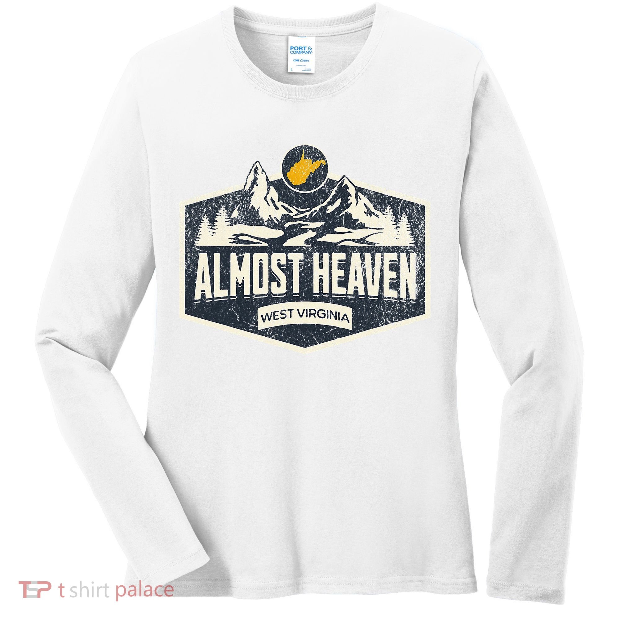 Almost Heaven West Virginia Map Home Women's Long Sleeve Shirt