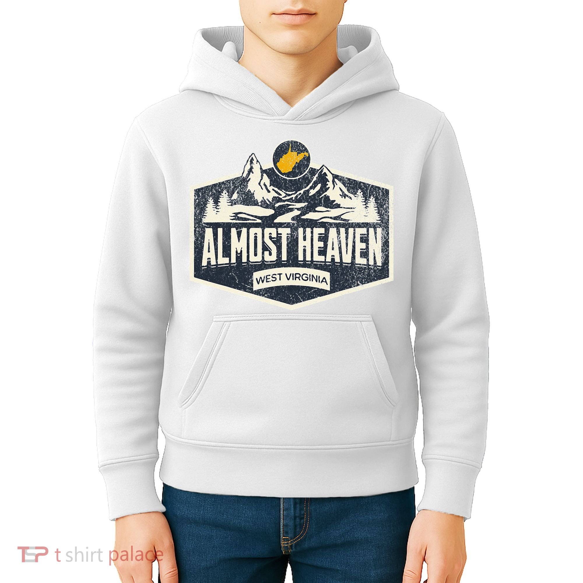 Almost Heaven West Virginia Map Home Kids Hoodie