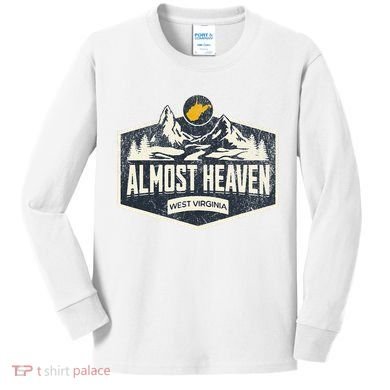 Almost Heaven West Virginia Map Home Kids Long Sleeve Shirt