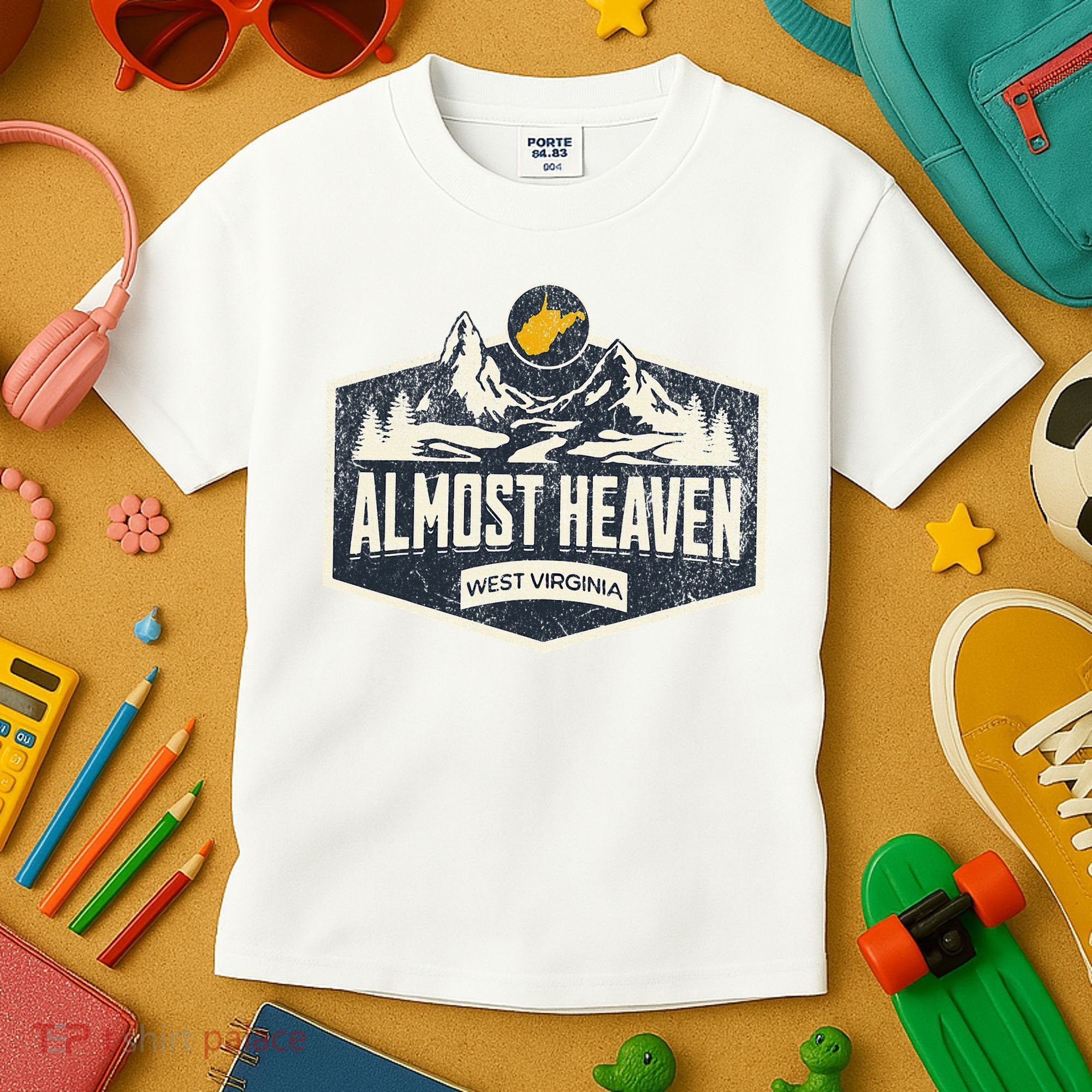 Almost Heaven West Virginia Map Home Kids T-Shirt