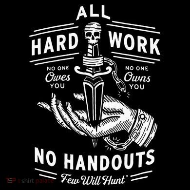 All Hard Work No Handouts Few Will Hunt Apparel Stripe Pom Pom Beanie