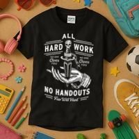All Hard Work No Handouts Few Will Hunt Apparel Kids T-Shirt thumb 3