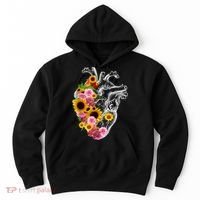 Anatomical Heart With Flowers, Botany Body Anatomy Hoodie thumb 0