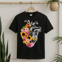 Anatomical Heart With Flowers, Botany Body Anatomy T-Shirt thumb 2