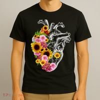 Anatomical Heart With Flowers, Botany Body Anatomy T-Shirt thumb 3