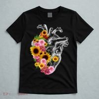 Anatomical Heart With Flowers, Botany Body Anatomy T-Shirt thumb 5