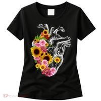 Anatomical Heart With Flowers, Botany Body Anatomy Women's T-Shirt thumb 0