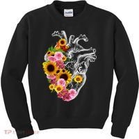 Anatomical Heart With Flowers, Botany Body Anatomy Kids Sweatshirt thumb 0