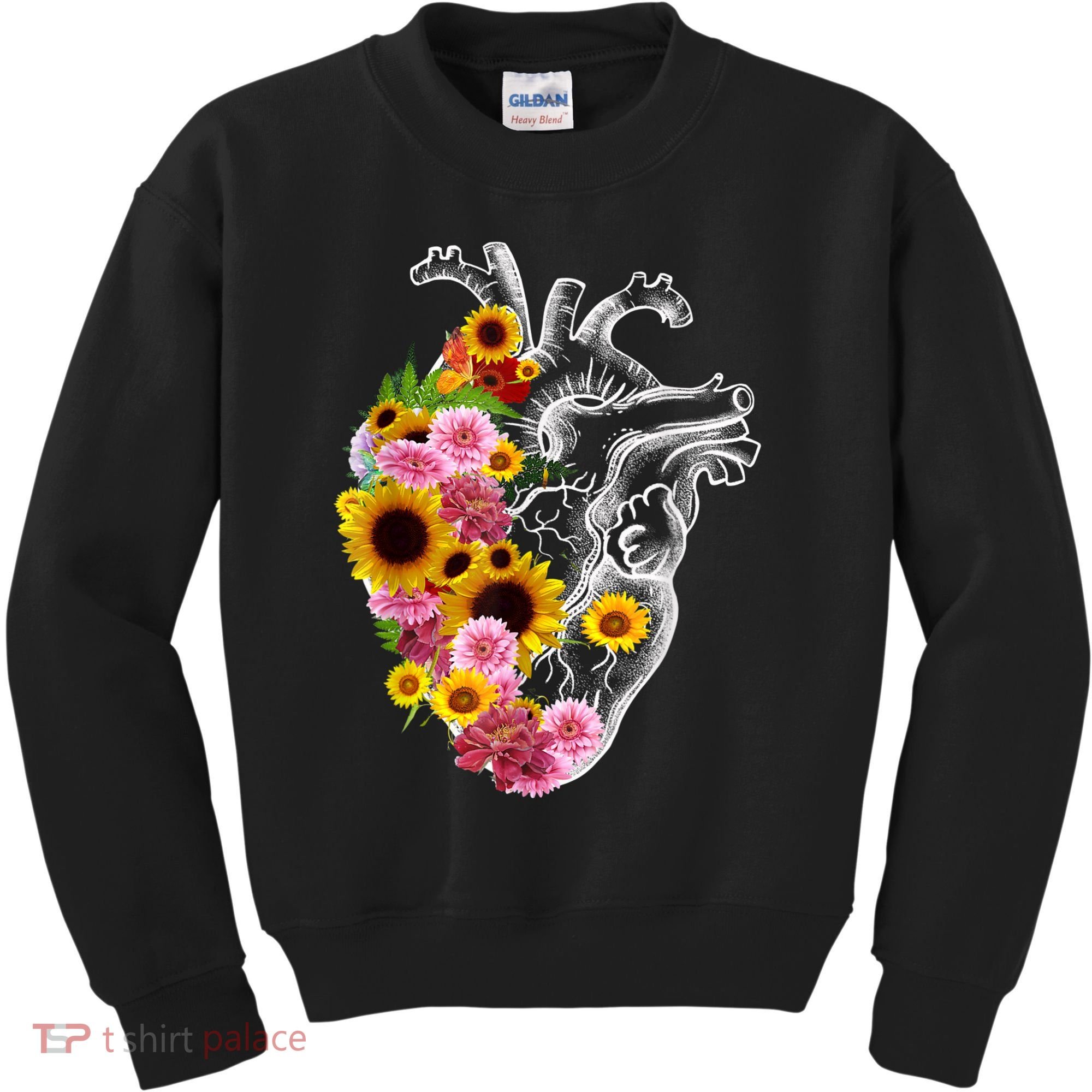 Anatomical Heart With Flowers, Botany Body Anatomy Kids Sweatshirt