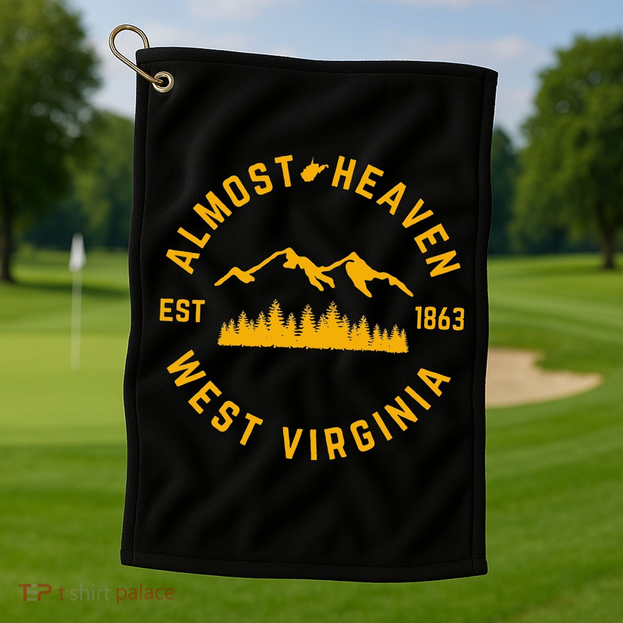 Almost Heaven West Virginia Mountains Forest WV Home Pride Golf Towel