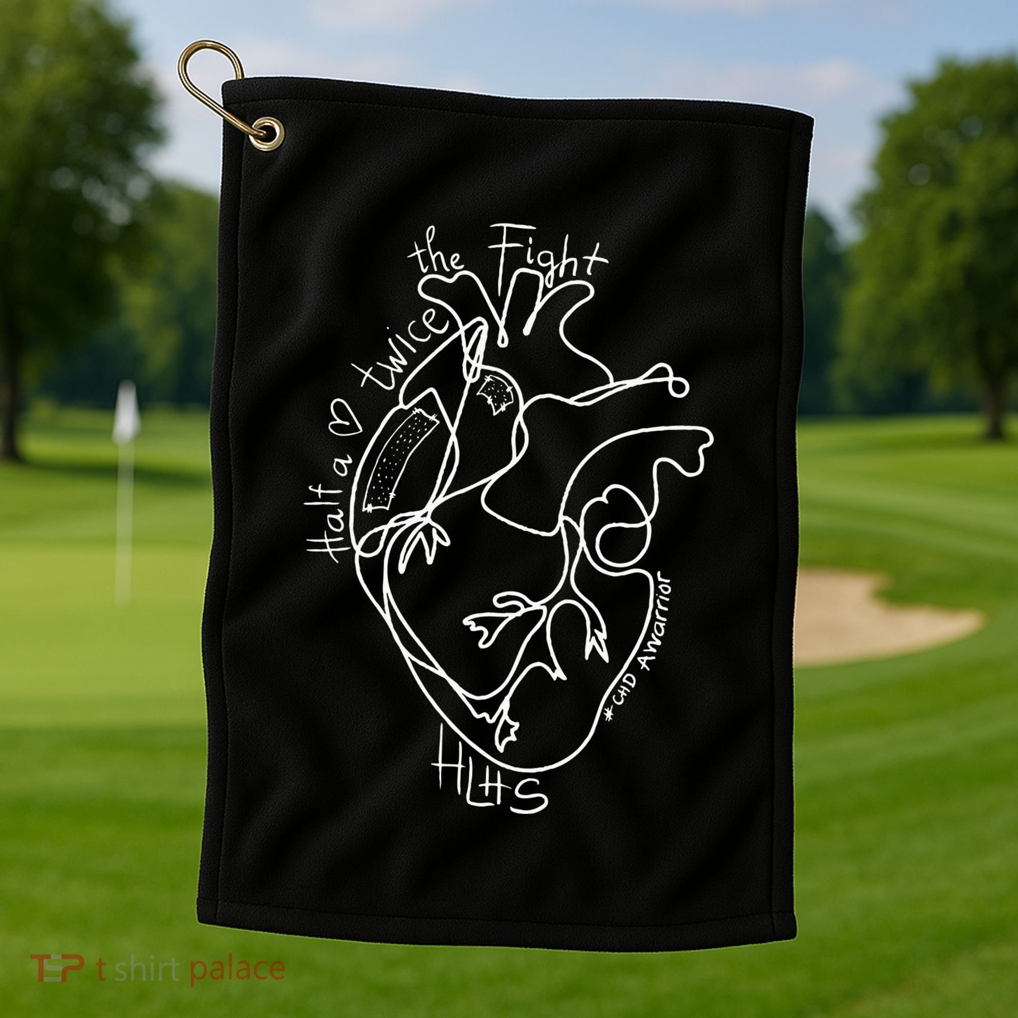 A Heart Warrior CHD Awareness Congenital Disease HLHS Golf Towel