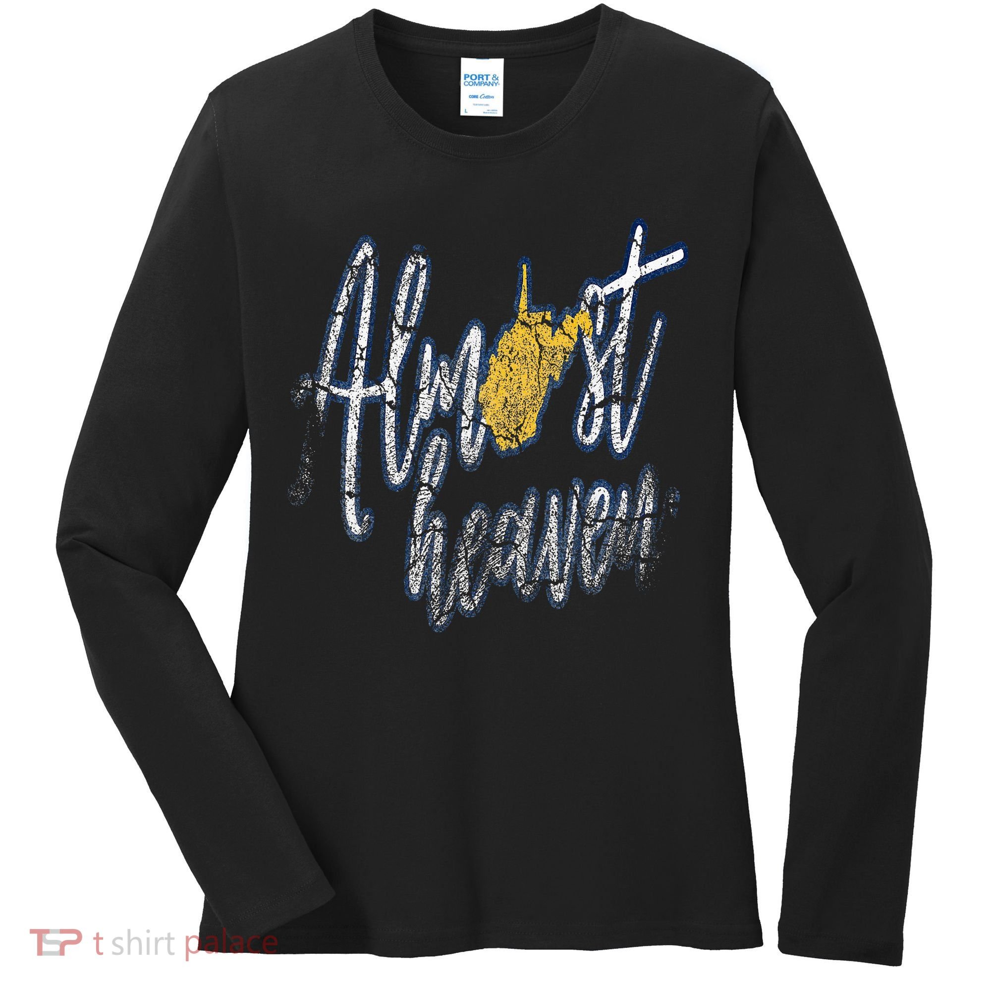 Almost Heaven West Virginia State Map Women's Long Sleeve Shirt