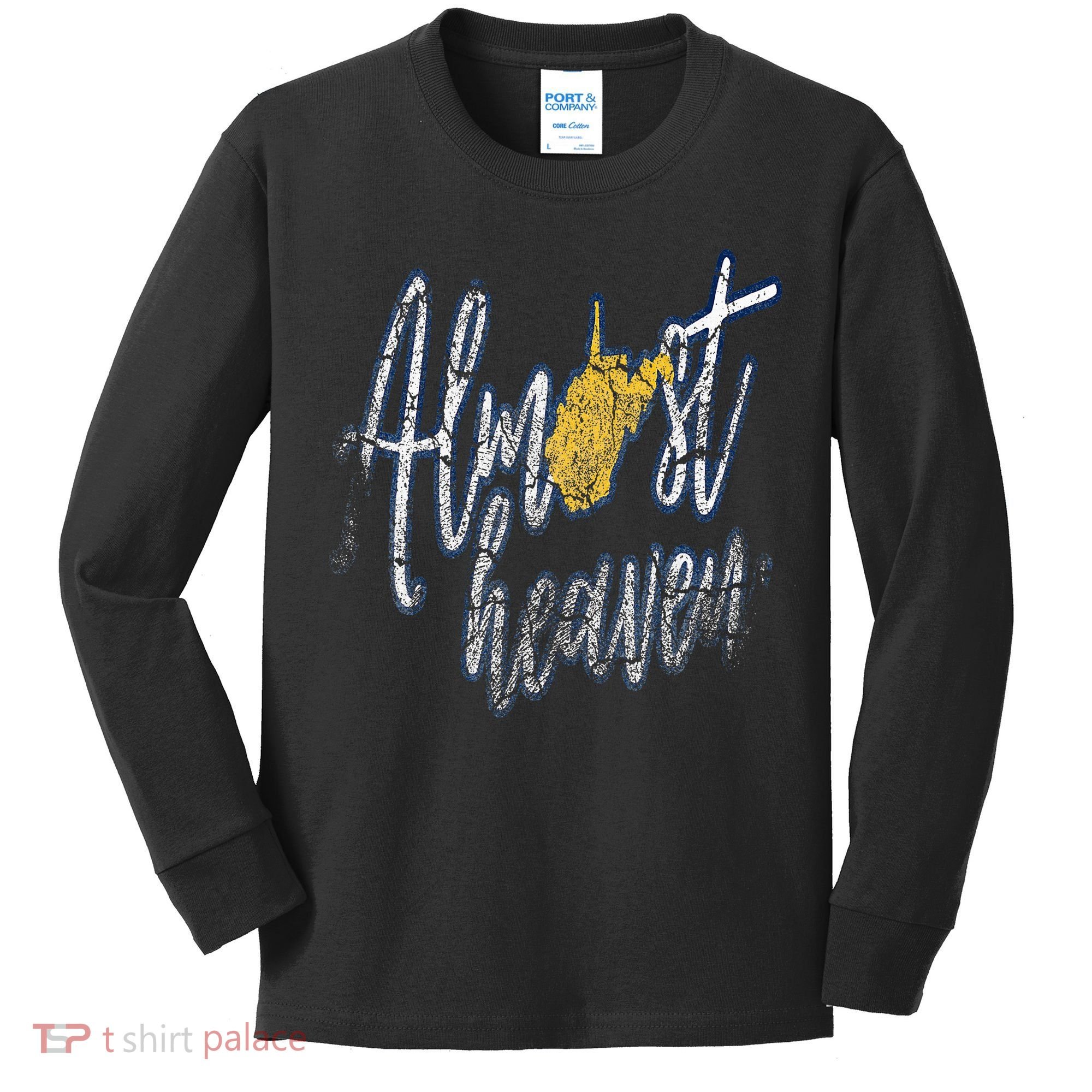 Almost Heaven West Virginia State Map Kids Long Sleeve Shirt