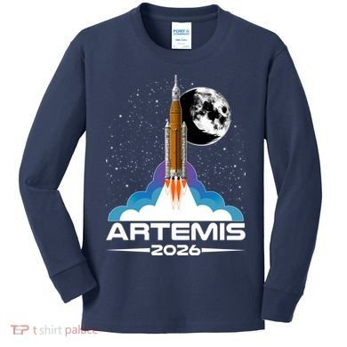 Artemis II 2026 Moon Mission Kids Long Sleeve Shirt