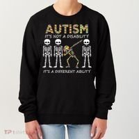Autism It's A Different Ability Funny Dabbing Skeleton Gifts Women's Sweatshirt thumb 0