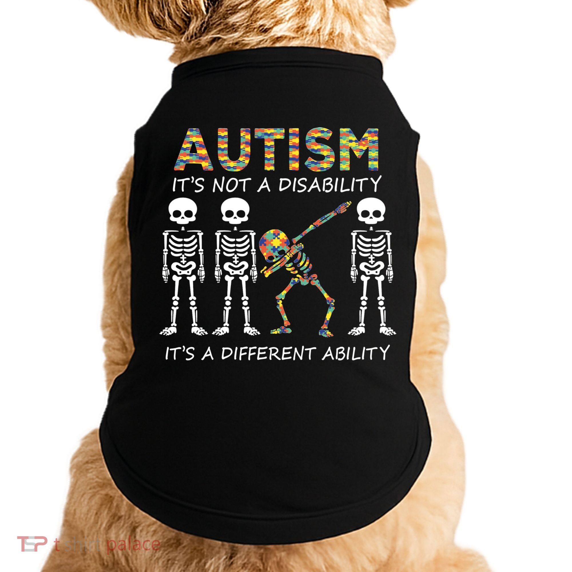 Autism It's A Different Ability Funny Dabbing Skeleton Gifts Doggie Tank
